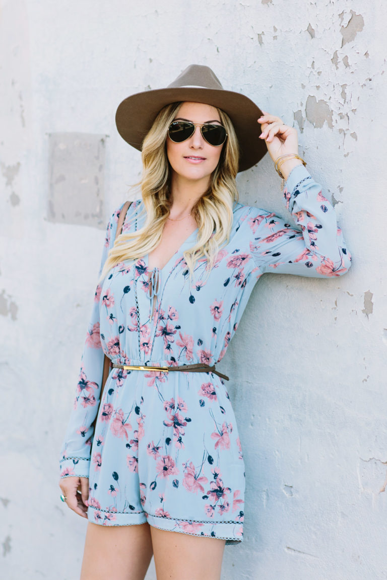 House of Harlow 1960 Floral Long Sleeve Romper from Revolve