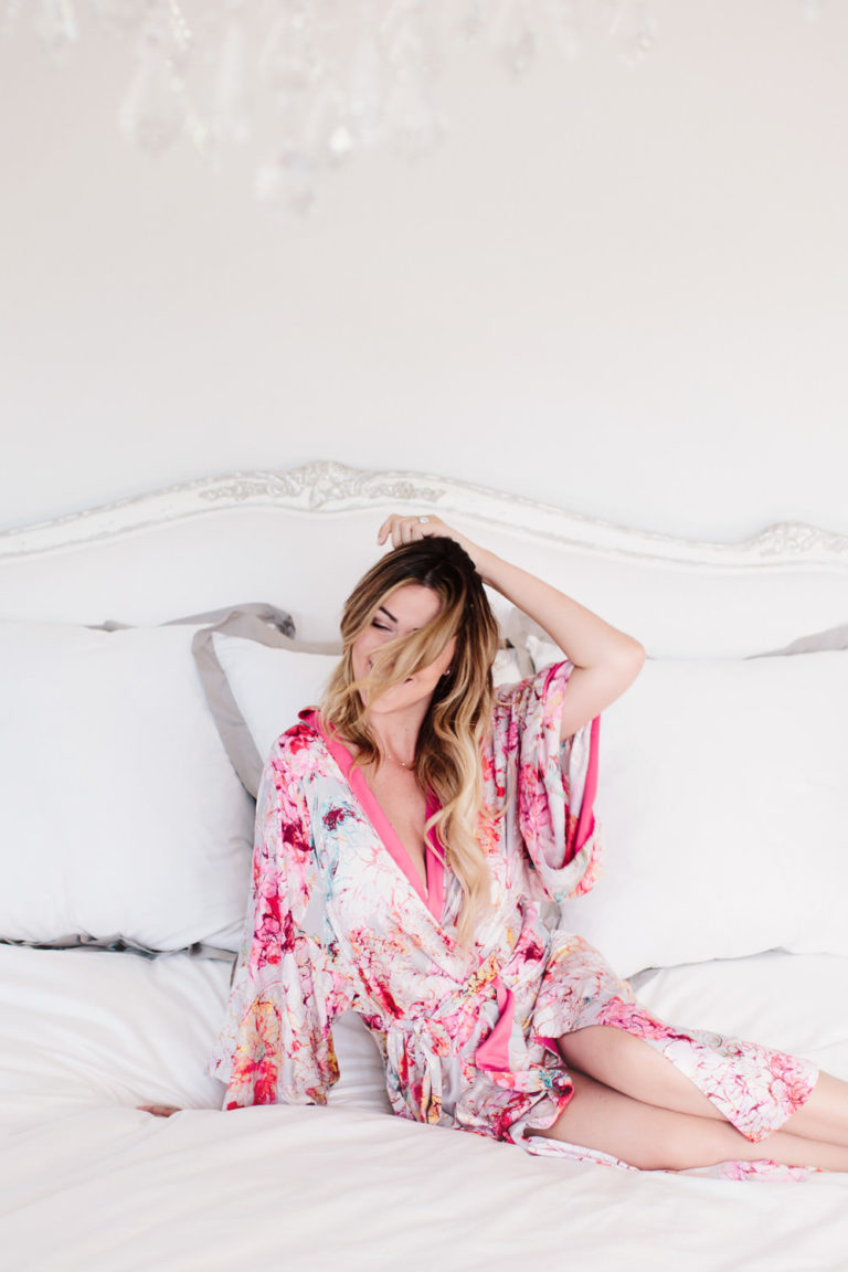 Natori Satin Floral Robe on Dash of Darling from Her Room